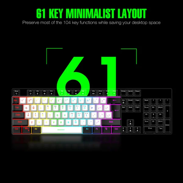 Number Keyboard Gaming 61 Keys RGB